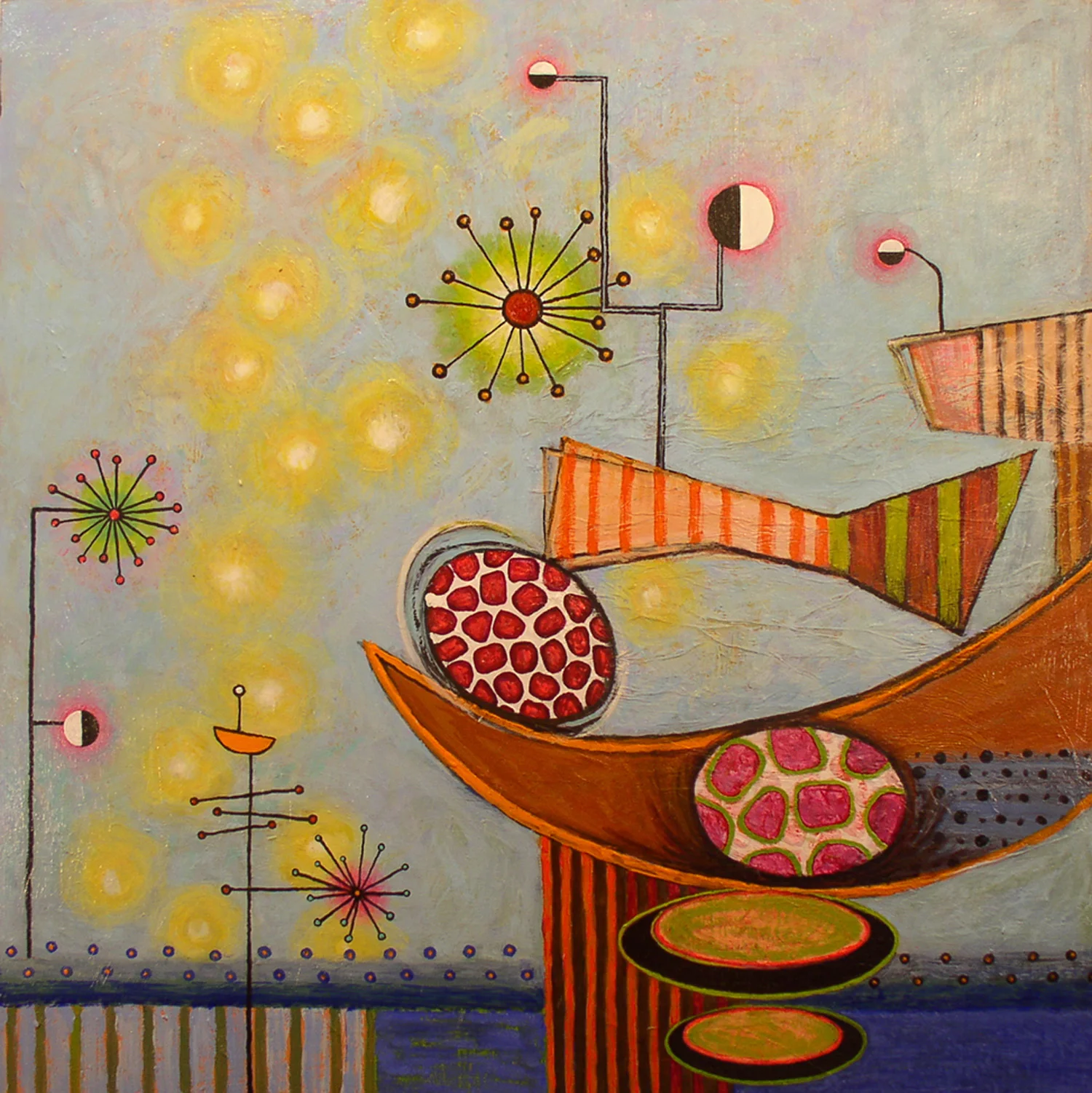 Space Colony, acrylic on panel, 30" x 30", $3,400.