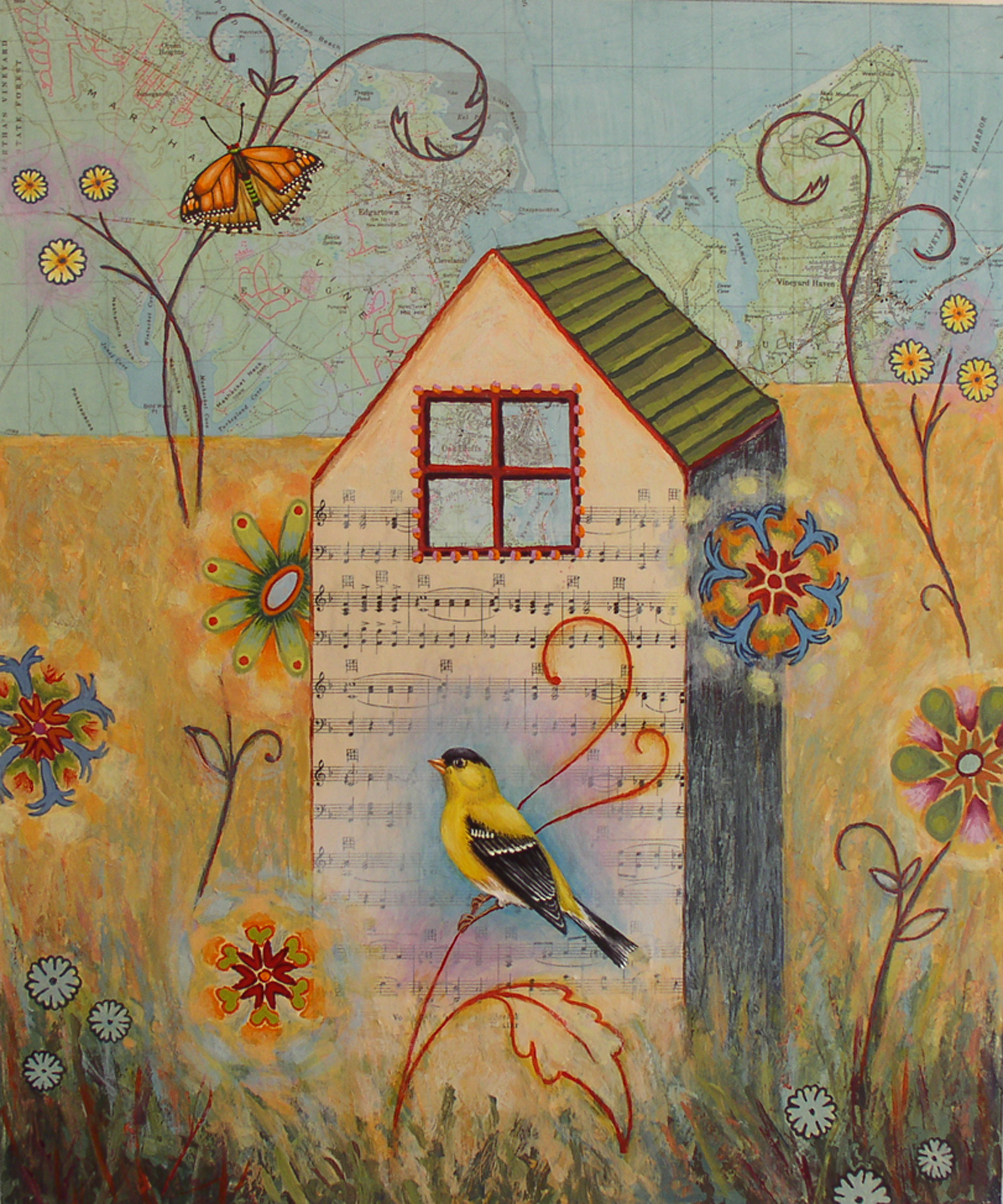 The Return Home, mixed media on panel, 24" x 20", $1,500.