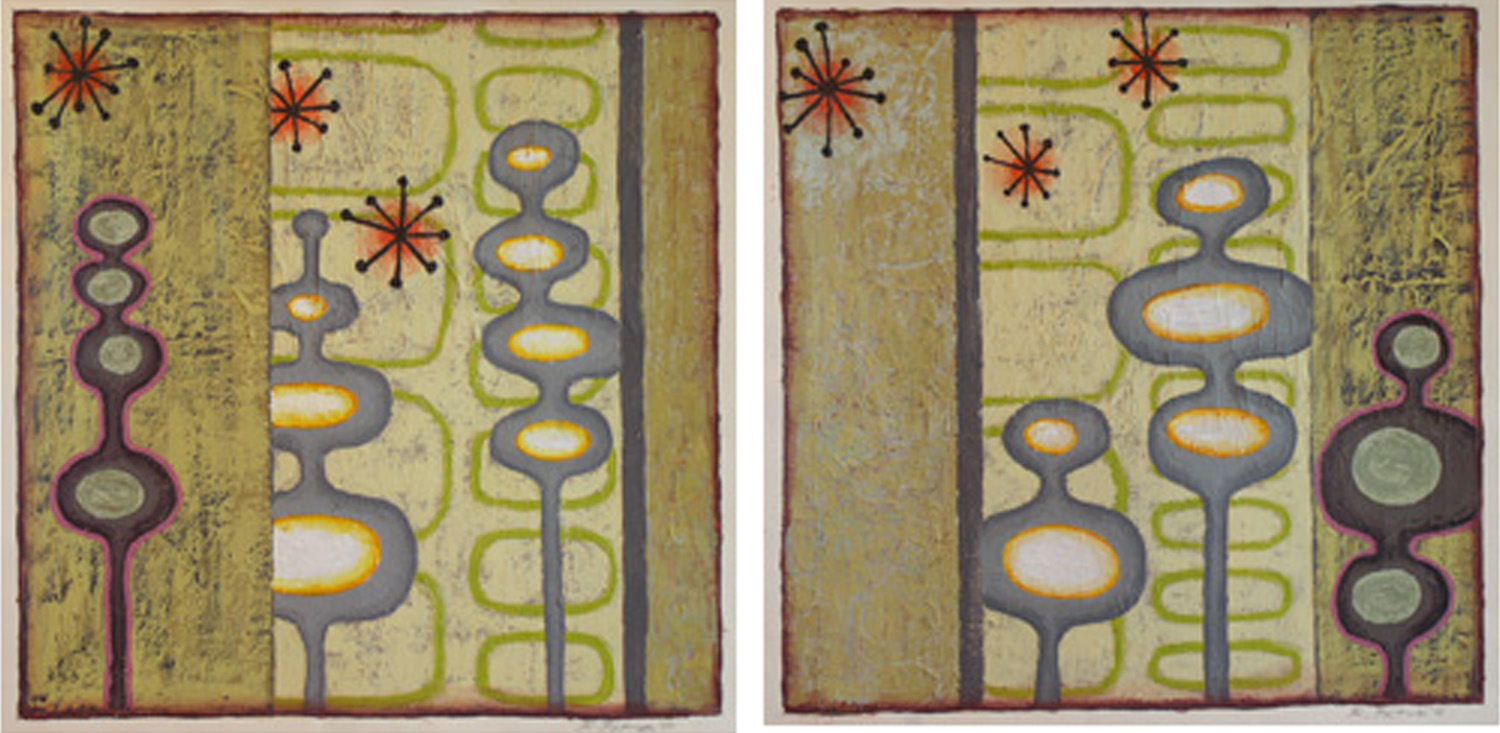 Sterling Cooper #3, #4, acrylic on paper, 16" x 16", $1,000. each