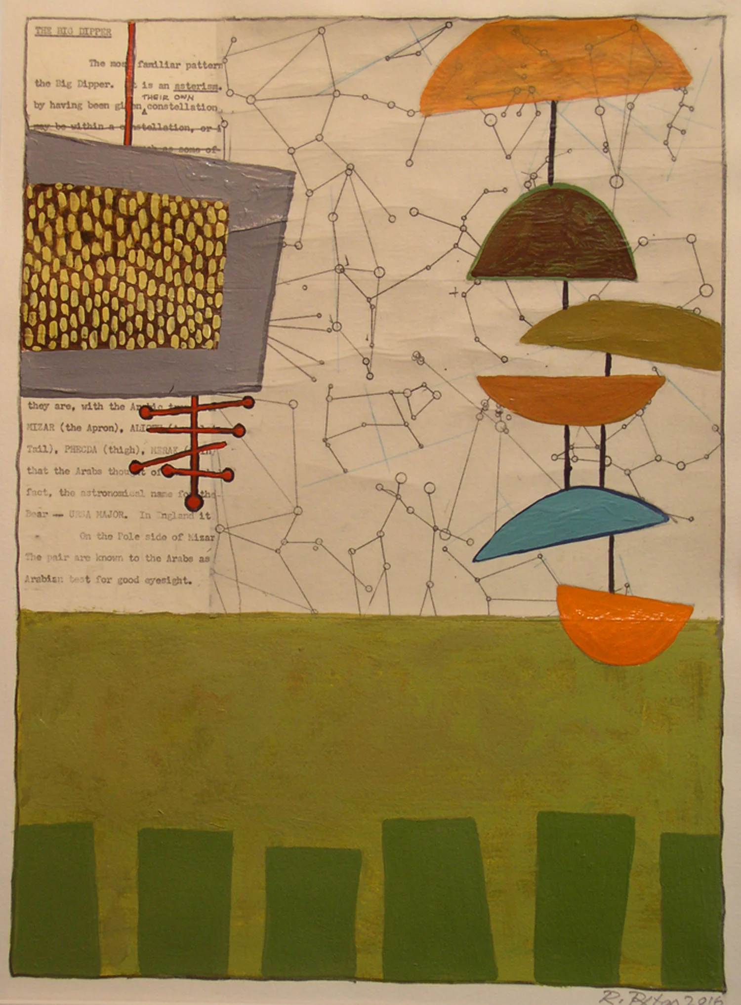 “Dangler #2”, mixed media on paper, 20” x 16” SOLD to a collector in Boston, MA