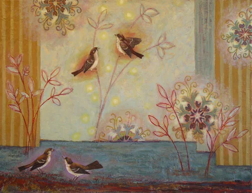 “Oakview Terrace Birds”, acrylic on canvas, 26” 34” SOLD to a collector in Lincoln, MA