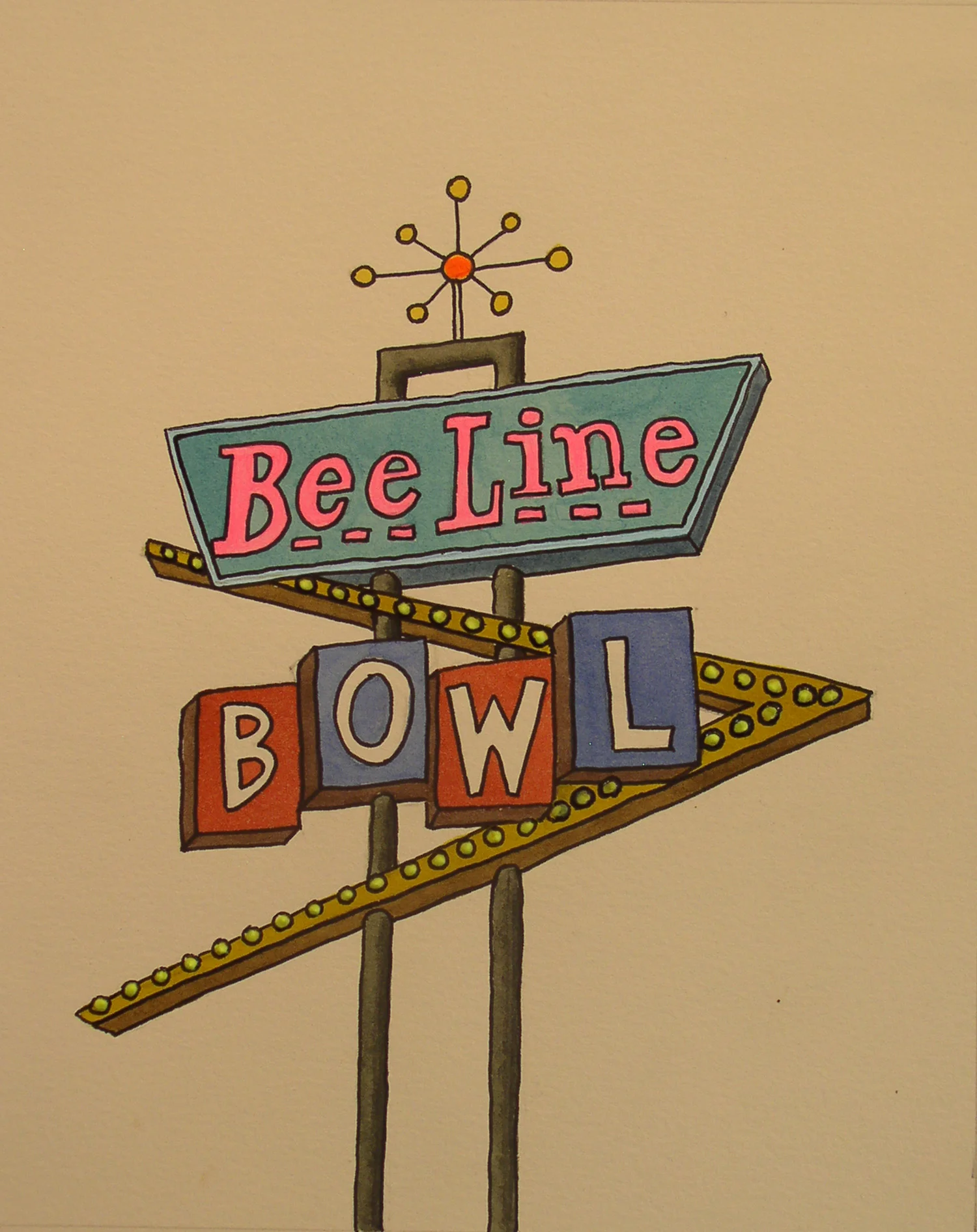 “Bee Line Bowl”, watercolor on paper, 16” x 12” SOLD to a collector in Newburyport, MA