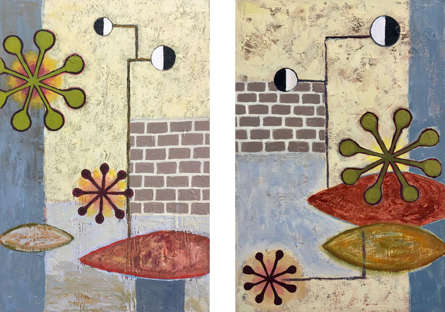 Draper's Den, acrylic on paper, image size 12" x 8", matted size 20" x 16", $400. each