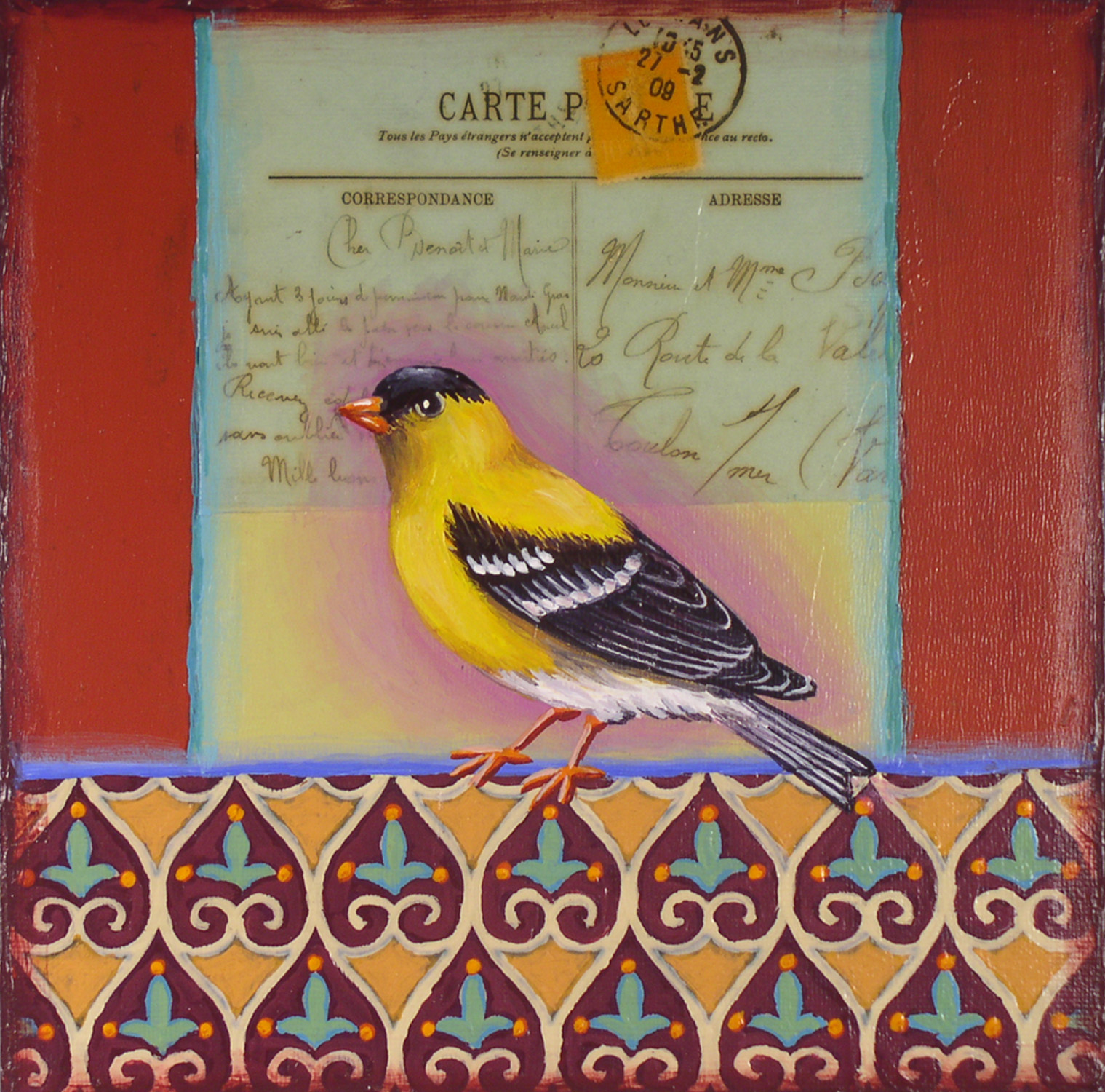 Small Bird #260, mixed media on panel 8’ x 8” SOLD to a collector in California