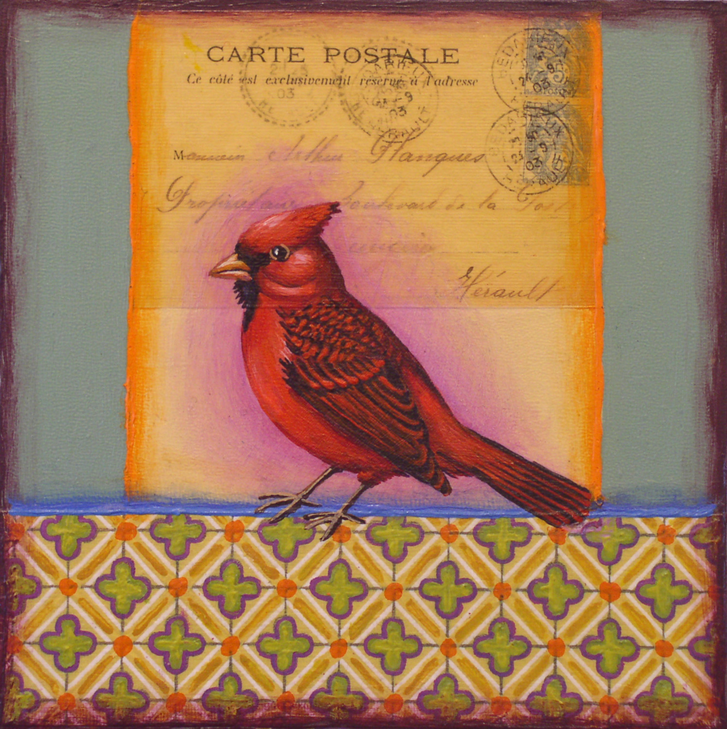 Small Bird #259, mixed media on panel 8’ x 8” SOLD to a collector in Rhode Island