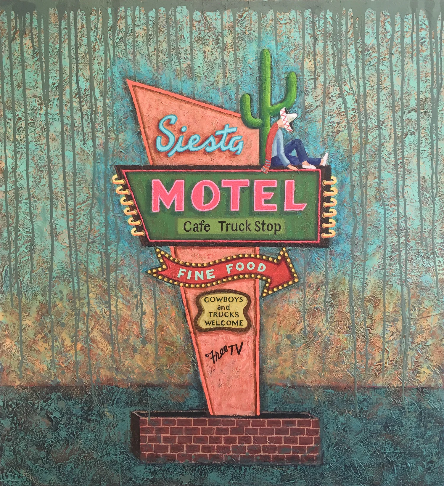 Siesta Motel, acrylic on canvas, 46" x 44", $7,400.