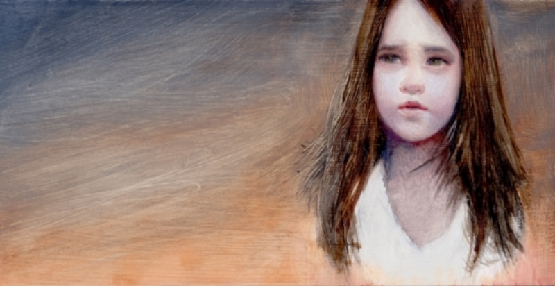 Study of Girl, oil on panel, 12"x6", 2014