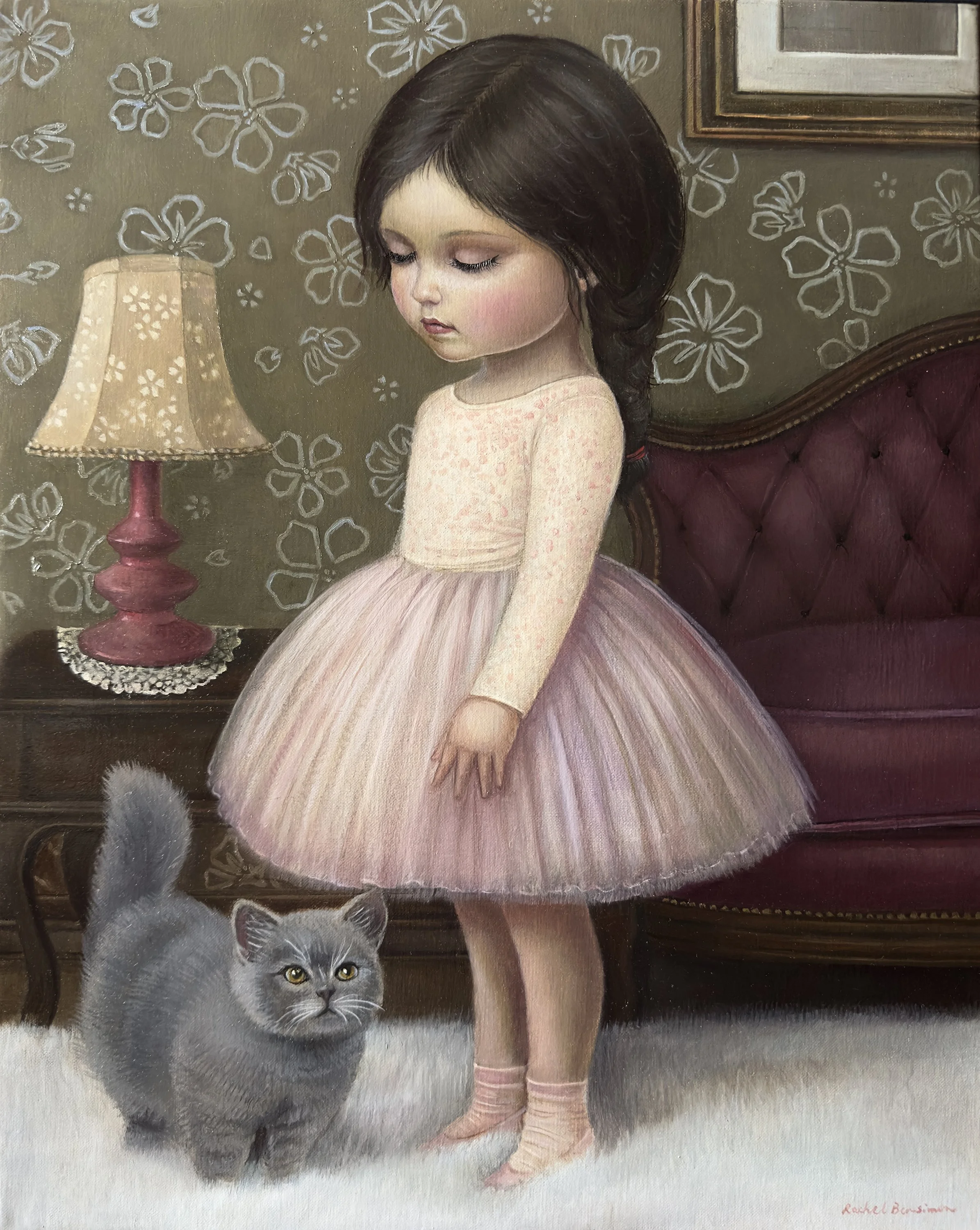 Secret dancer, 16 x 20, oil on linen with lashes, 2025