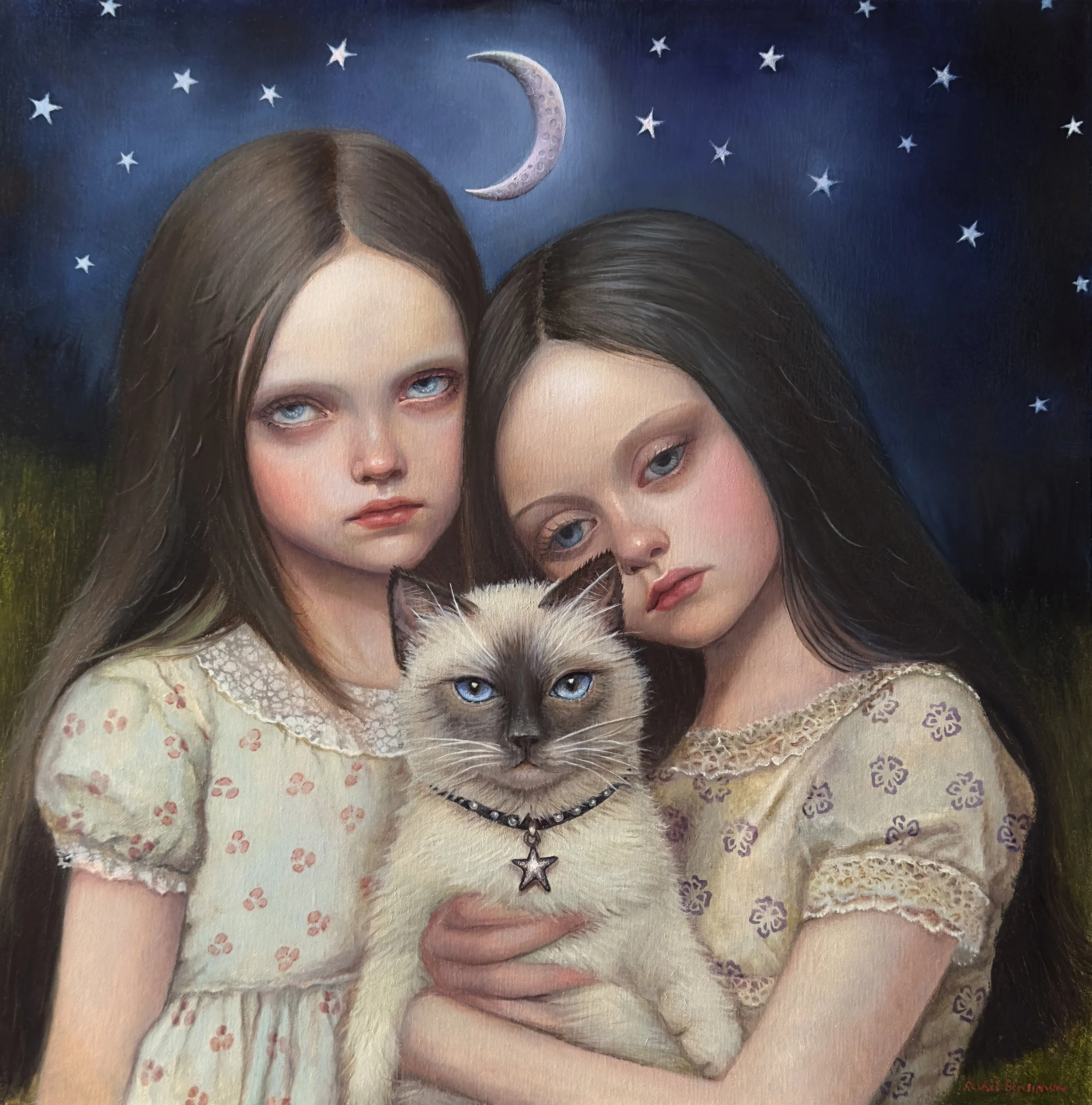 Sisters Of The Moon, 18 x 18 , oil on linen, 2025