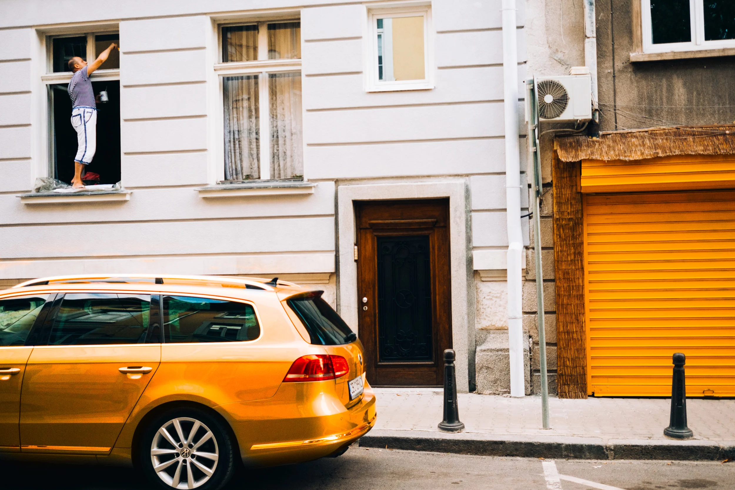 Paint it yellow. Sofia, Bulgaria. September 5, 2017.