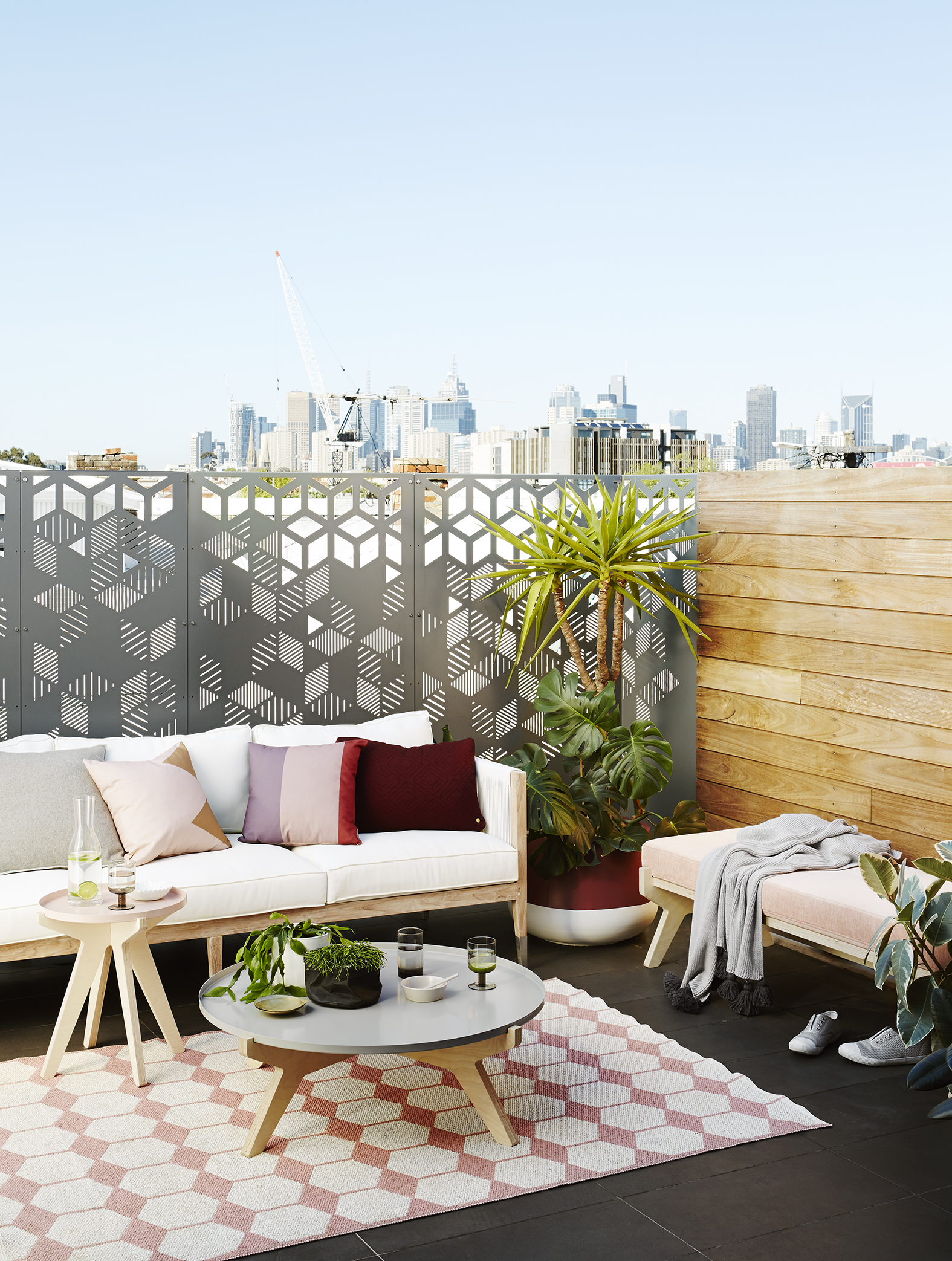 Quality pieces of furniture, such as the GlobeWest ‘Reef’ three-seater sofa, Luum ‘Simply’ daybed and Luum ‘Simply’ coffee table pictured, were chosen for their contemporary appeal.