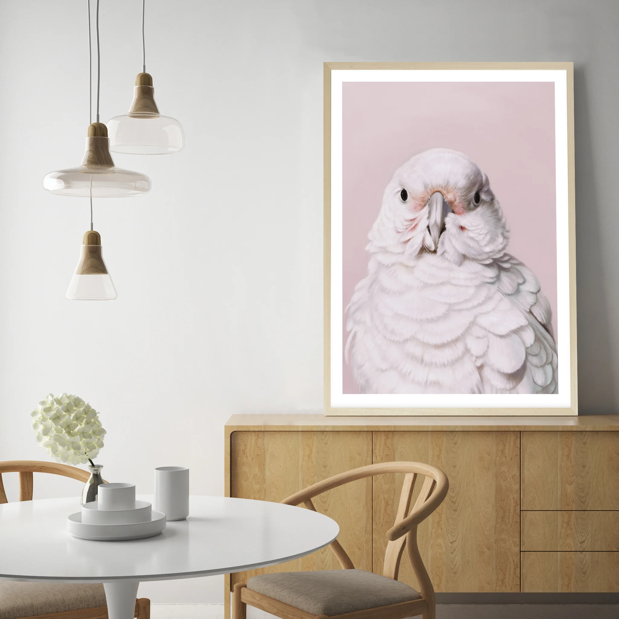 Milly the Umbrella Cockatoo in Pink Art Print By The Print Emporium.jpg