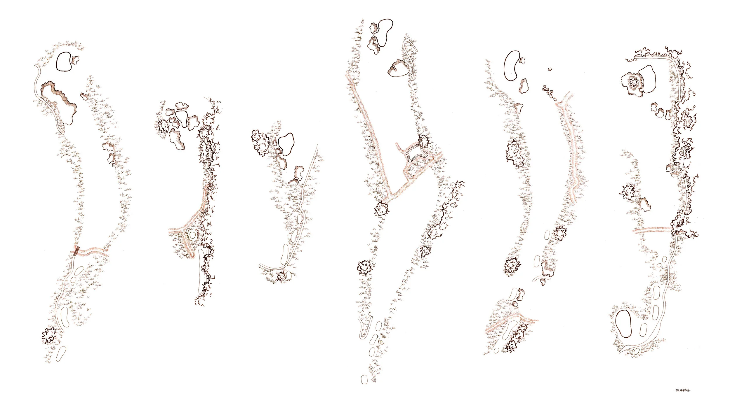  Mossy Oak Golf Club  -  Course Guide Hole Compilation  -  Pen - 20" X 36"  -  2016 