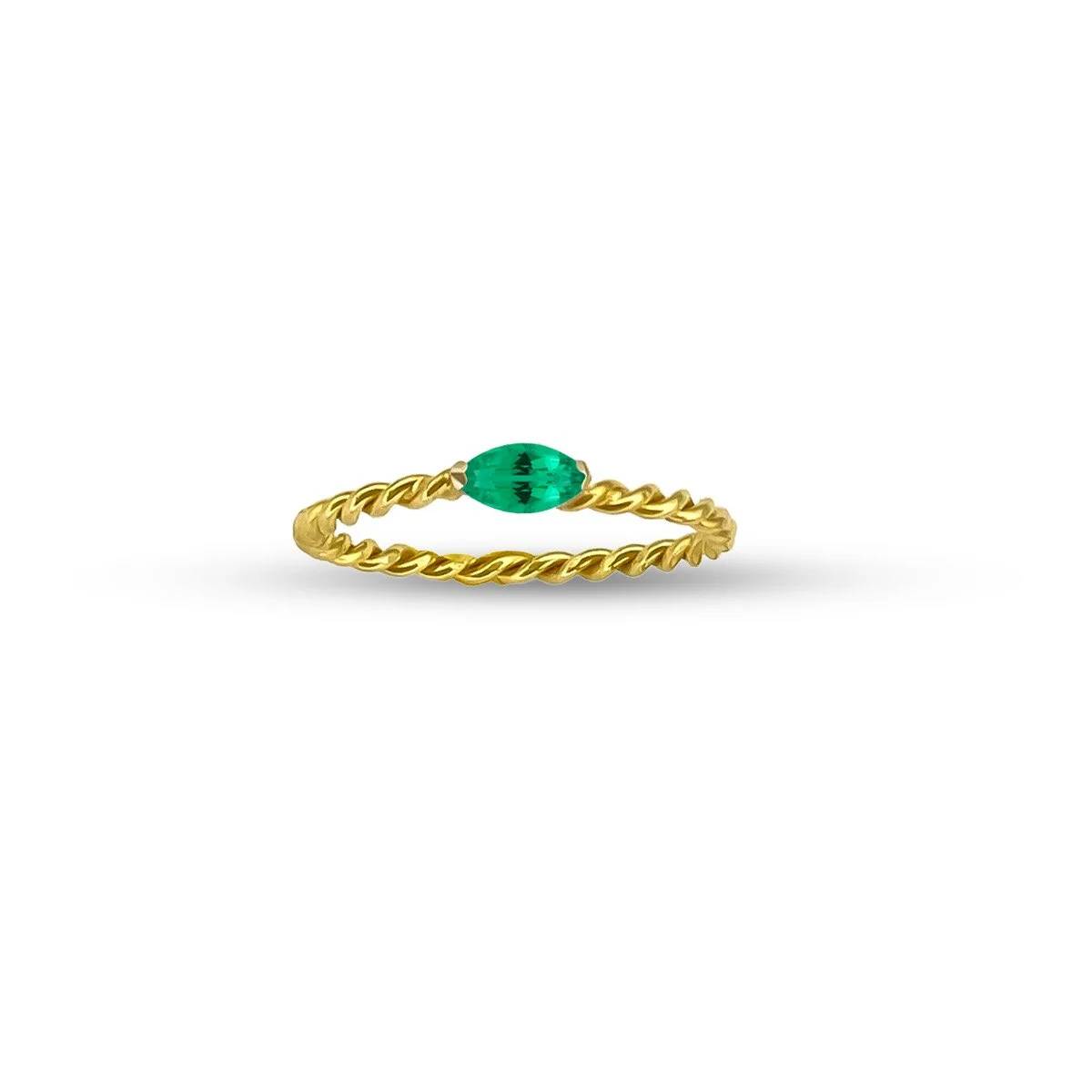 Emerald Gold Rope Gemstone Rings