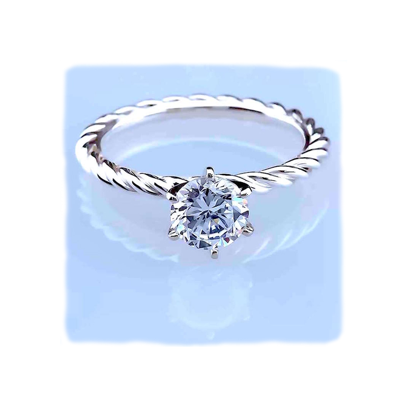 Twisted Rope Hidden Halo Oval Engagement Ring Cubic Zirconia 925 Sterl