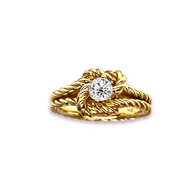 1/5 CT. T.W. Diamond Love Knot Ring in Sterling Silver with 10K Gold Plate  | Zales