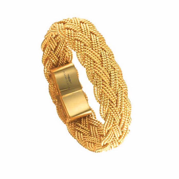 1960s Retro 18 Karat Yellow Gold Woven Bracelet | Chairish