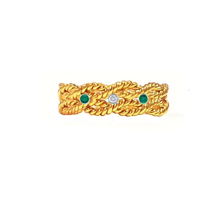18K & emerald wedding rings