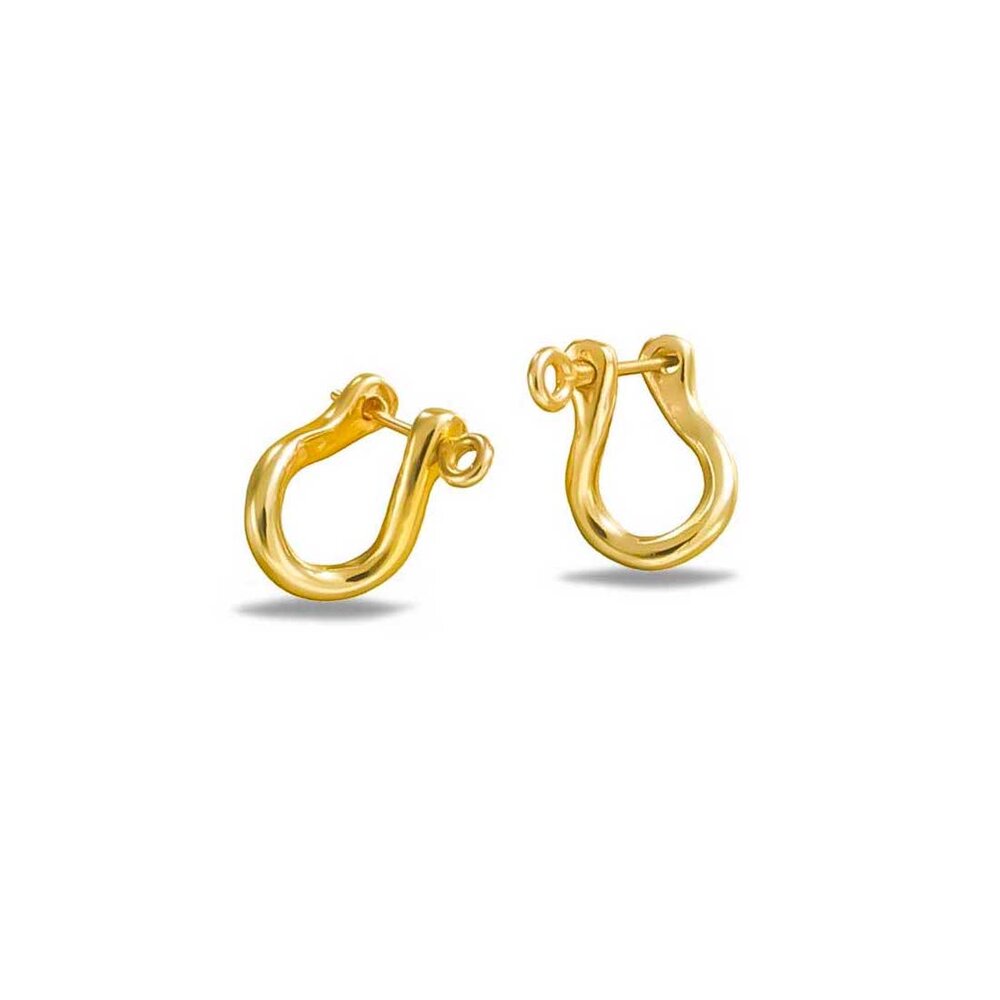 Men's Nautical Earrings - Gold Shackle Earrings - Clevis Earring Silver ...