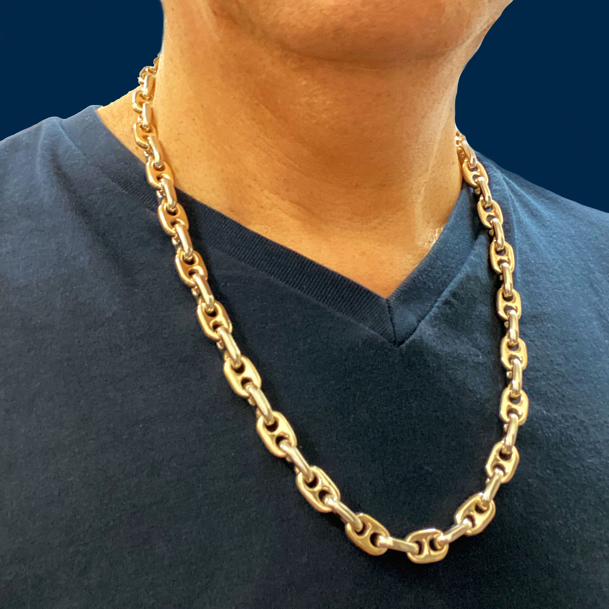 10K Yellow Gold Hollow Anchor Chain 24 Inches 7mm 65550: buy online in NYC.  Best price at TRAXNYC.