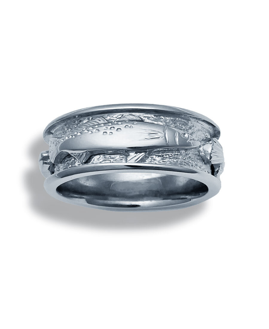 White Gold Fishing Rings - Nautical Wedding Ring 