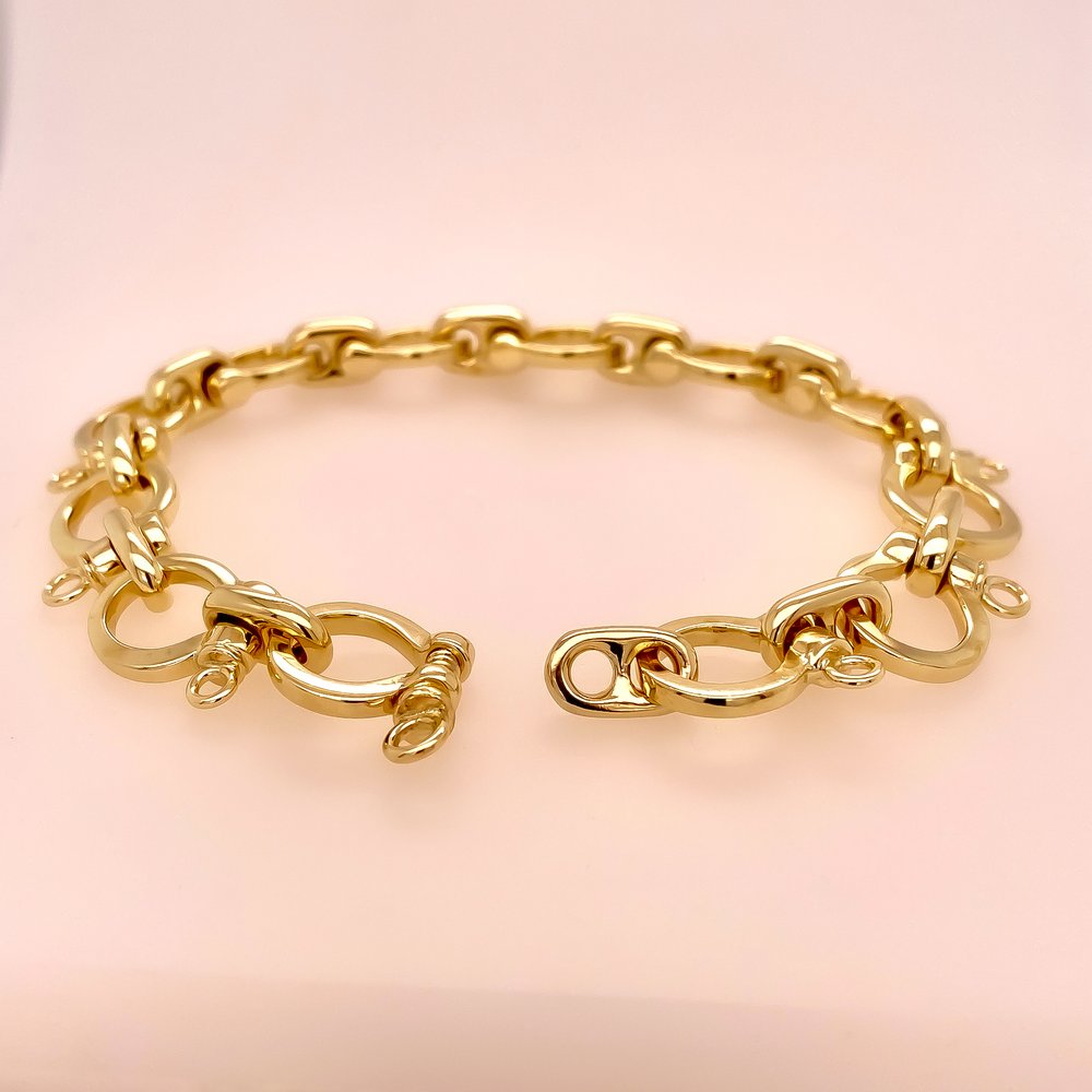 Nautical Charm Bracelet Gold - Nautical Gold Bracelets - Aumaris Nautical Jewelry 
