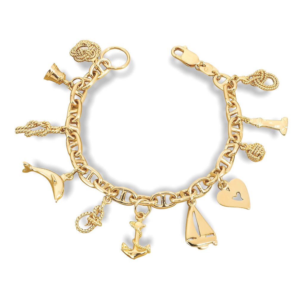 Gold Charms Bracelets - Nautical Gold Bracelet - Charm Bracelets - Aumaris Gold Bracelets 