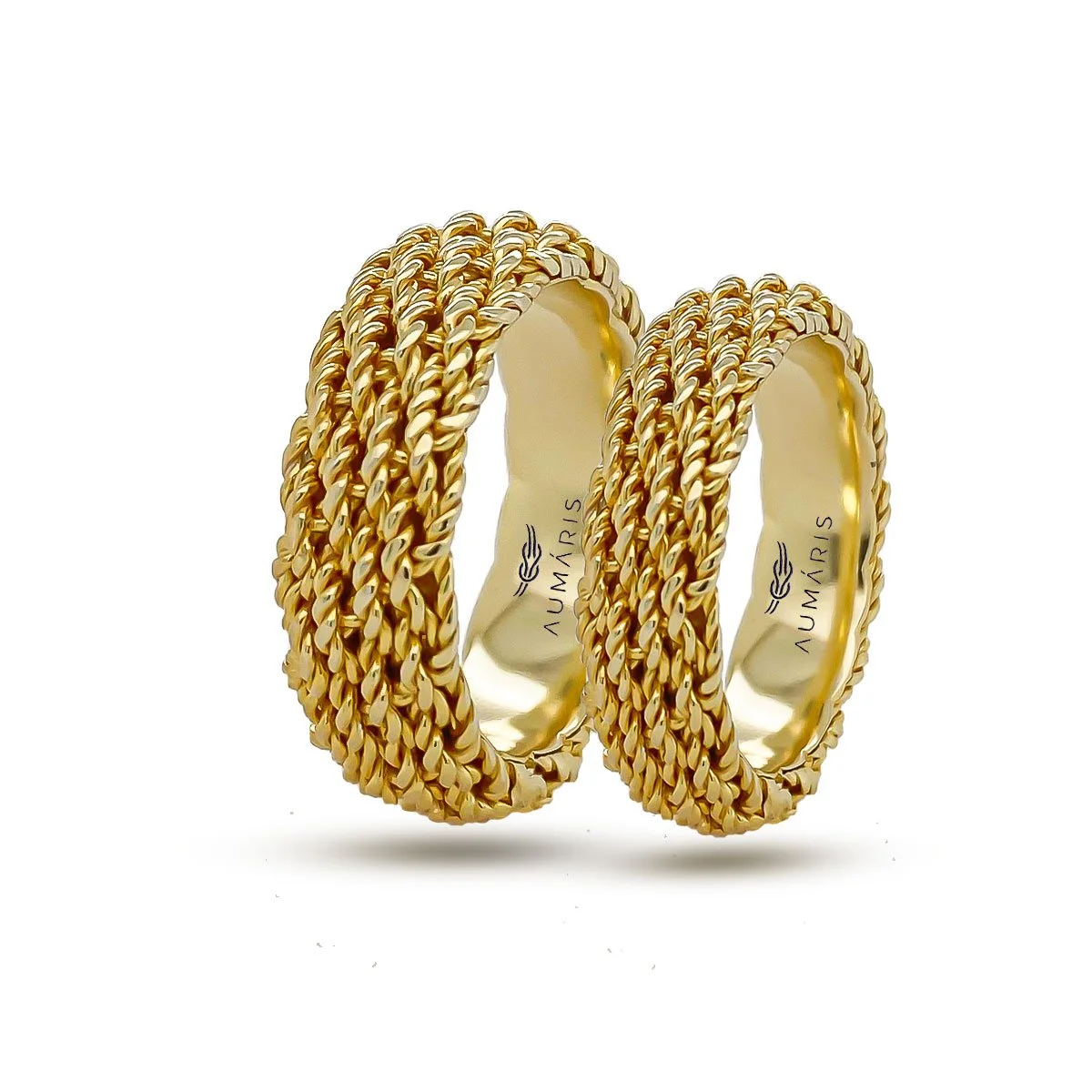 Nautical gold wedding rings