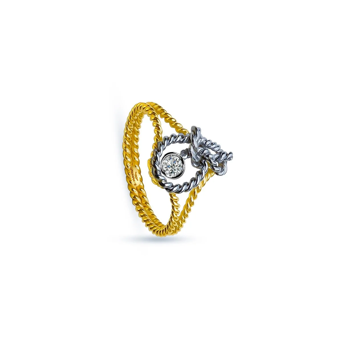 Diamond ring with nautical knot