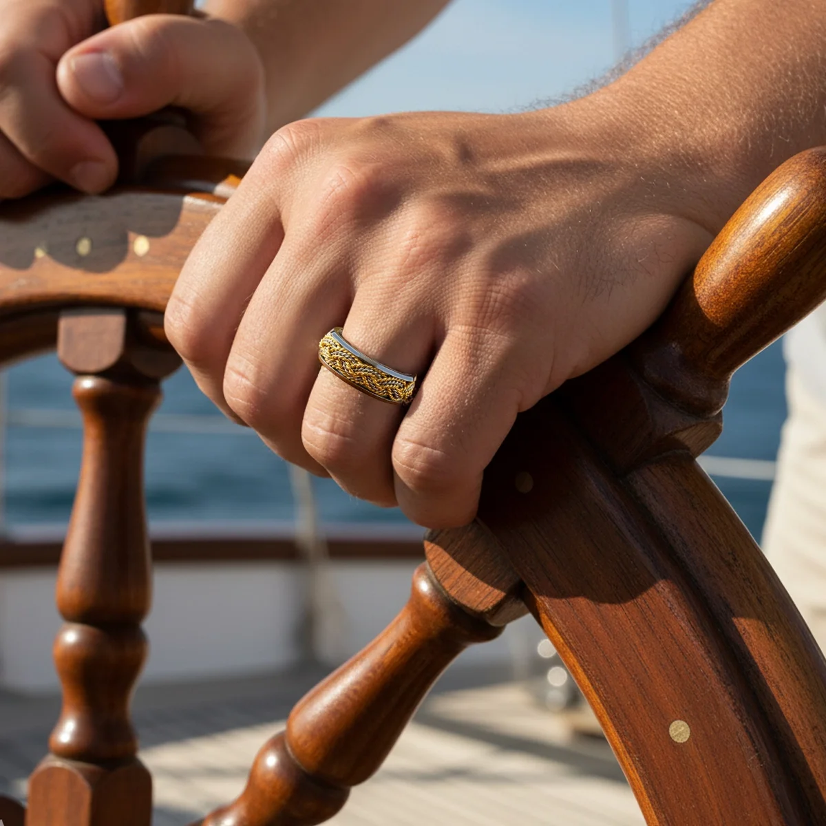 Platinu turks head ring with 18k gold accents gift for men and women