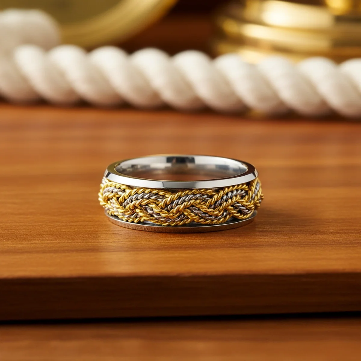 New Three Strand Turk's Head Ring 18K and Platinum