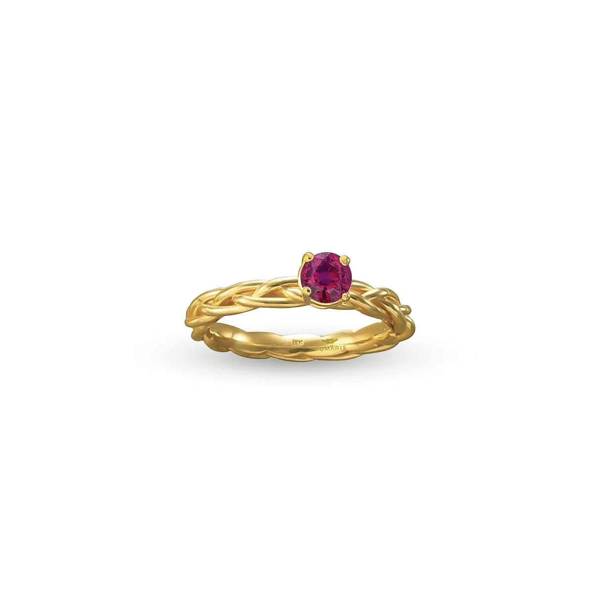 Handwoven Ring Ruby 14K