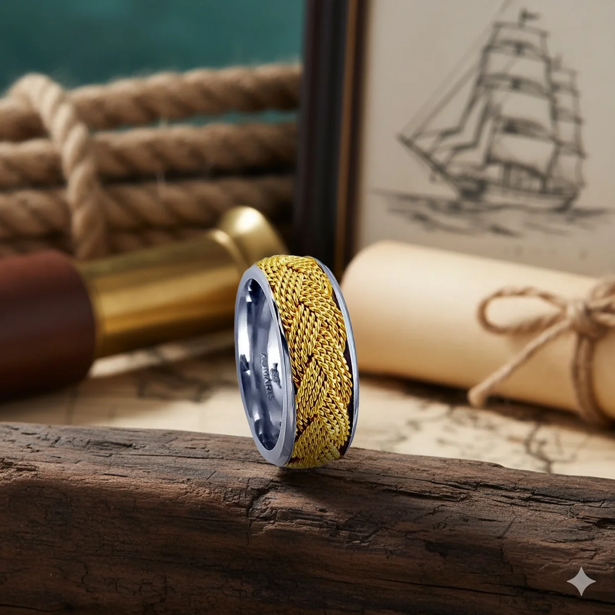 Men's Nautical wedding ring gift