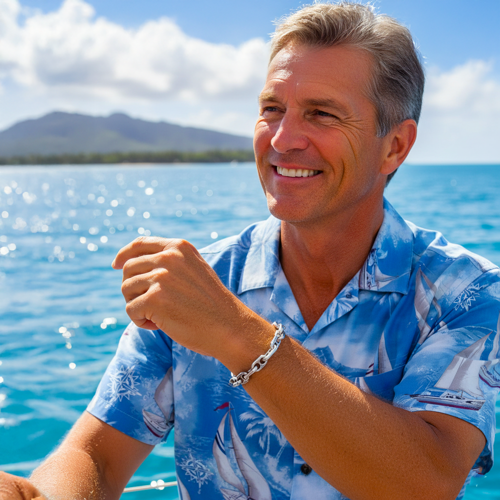 Heavy Anchor Chain Bracelet Gift for Men - Aumaris Silver Anchor