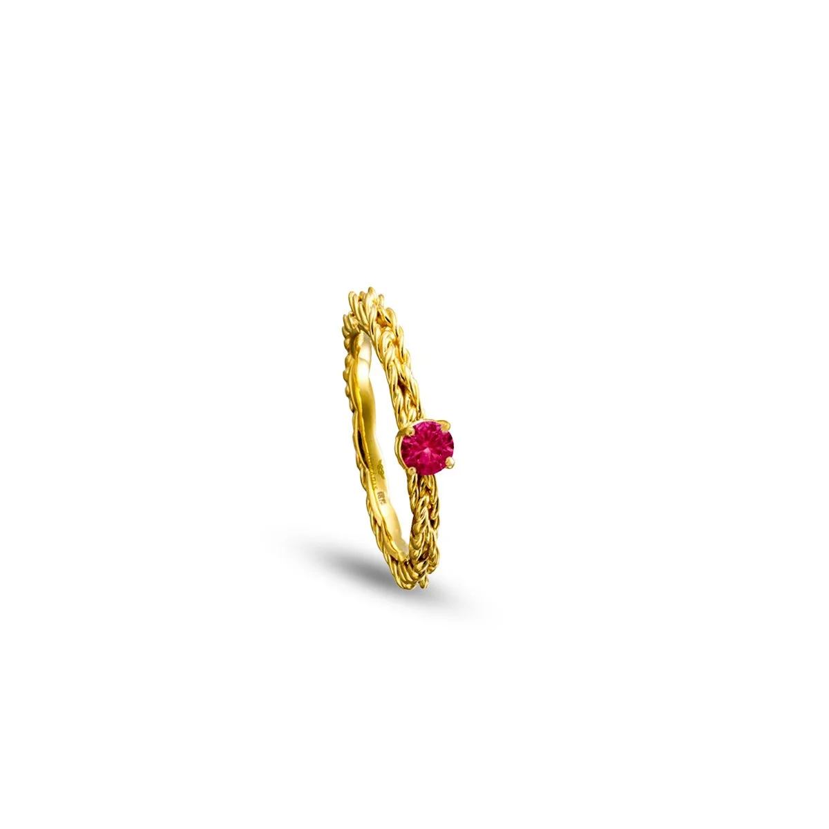 Turks head ruby nautical ring in 18k