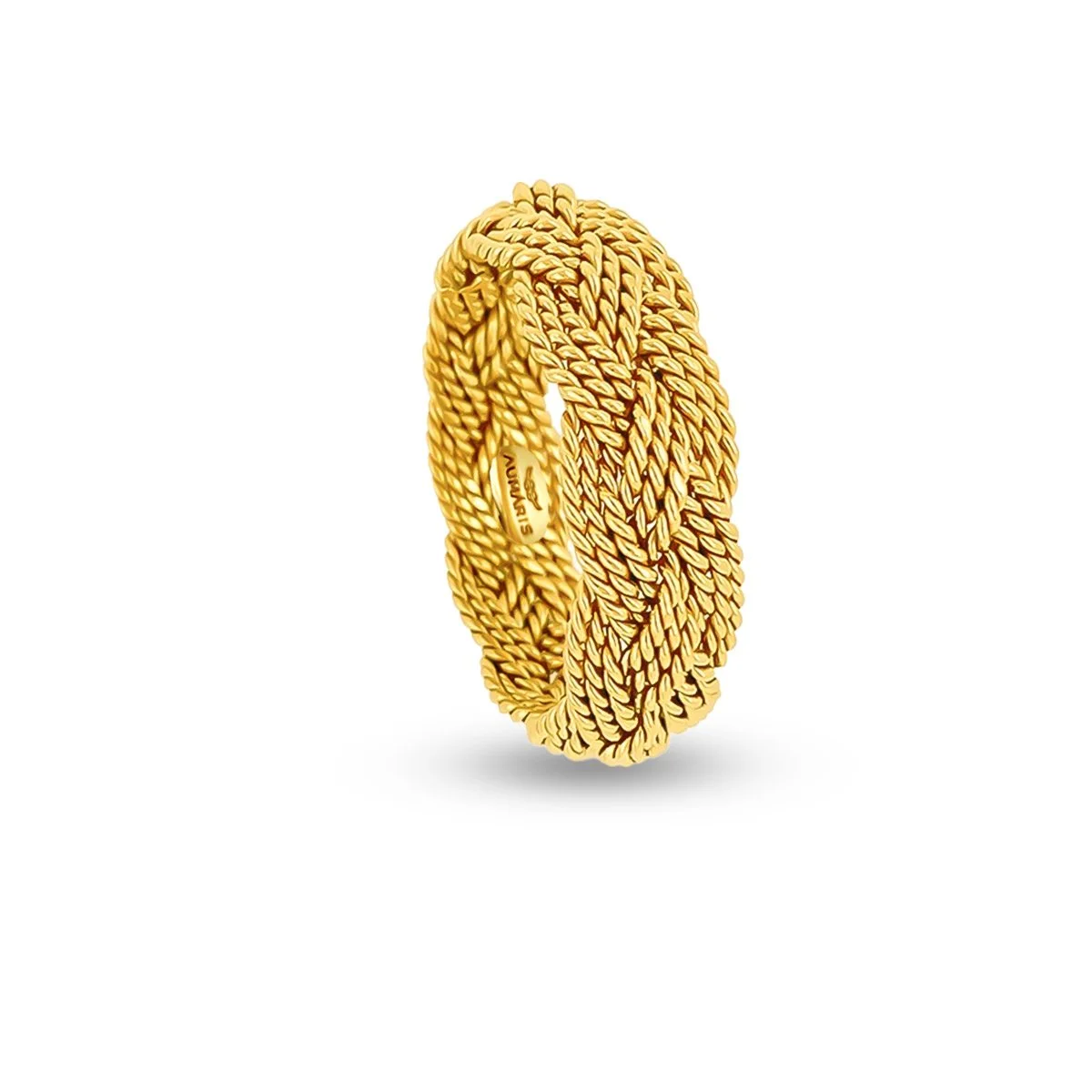 Classic Turk's head ring three strand in yellow gold