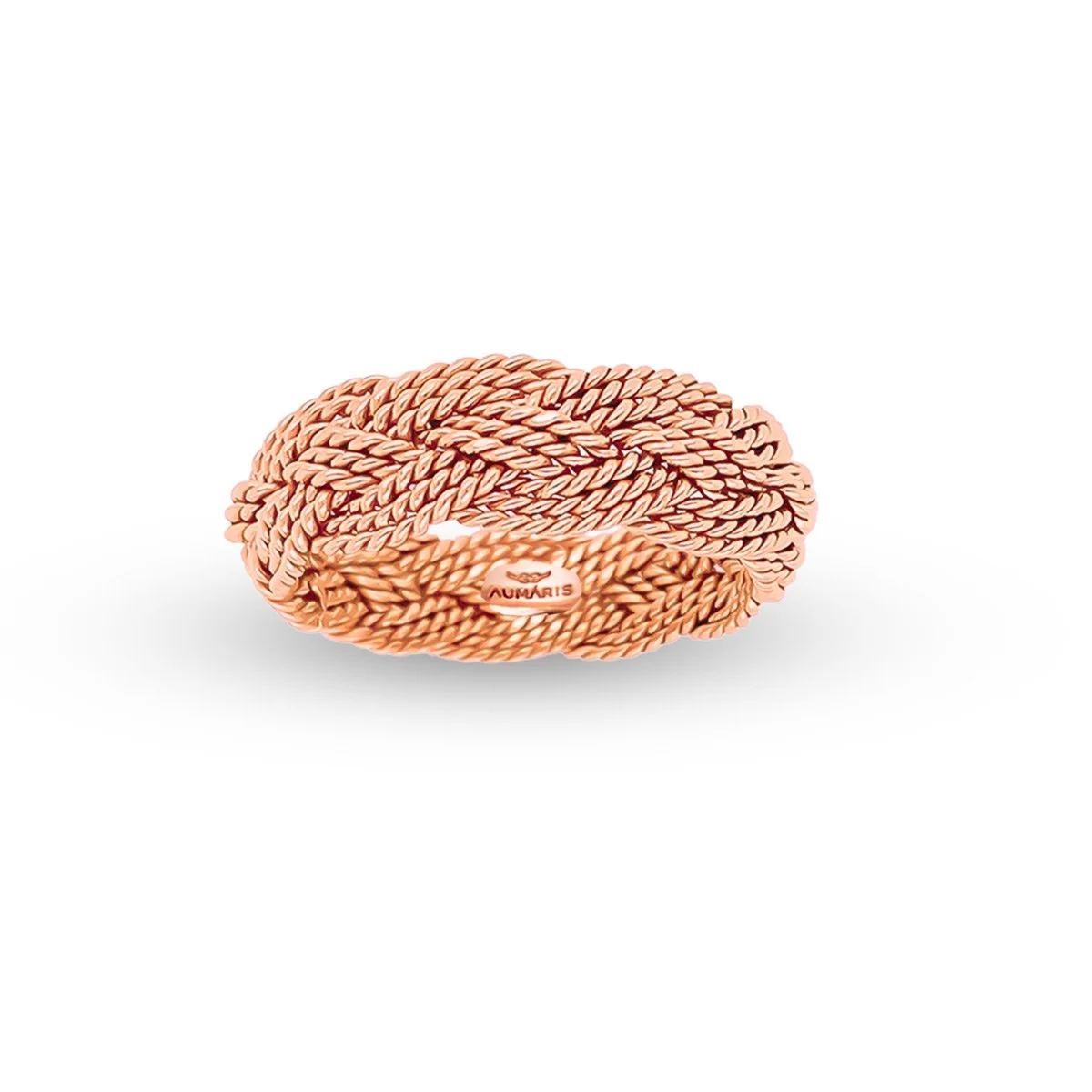 Rose gold Turk's head ring three strand for sailors