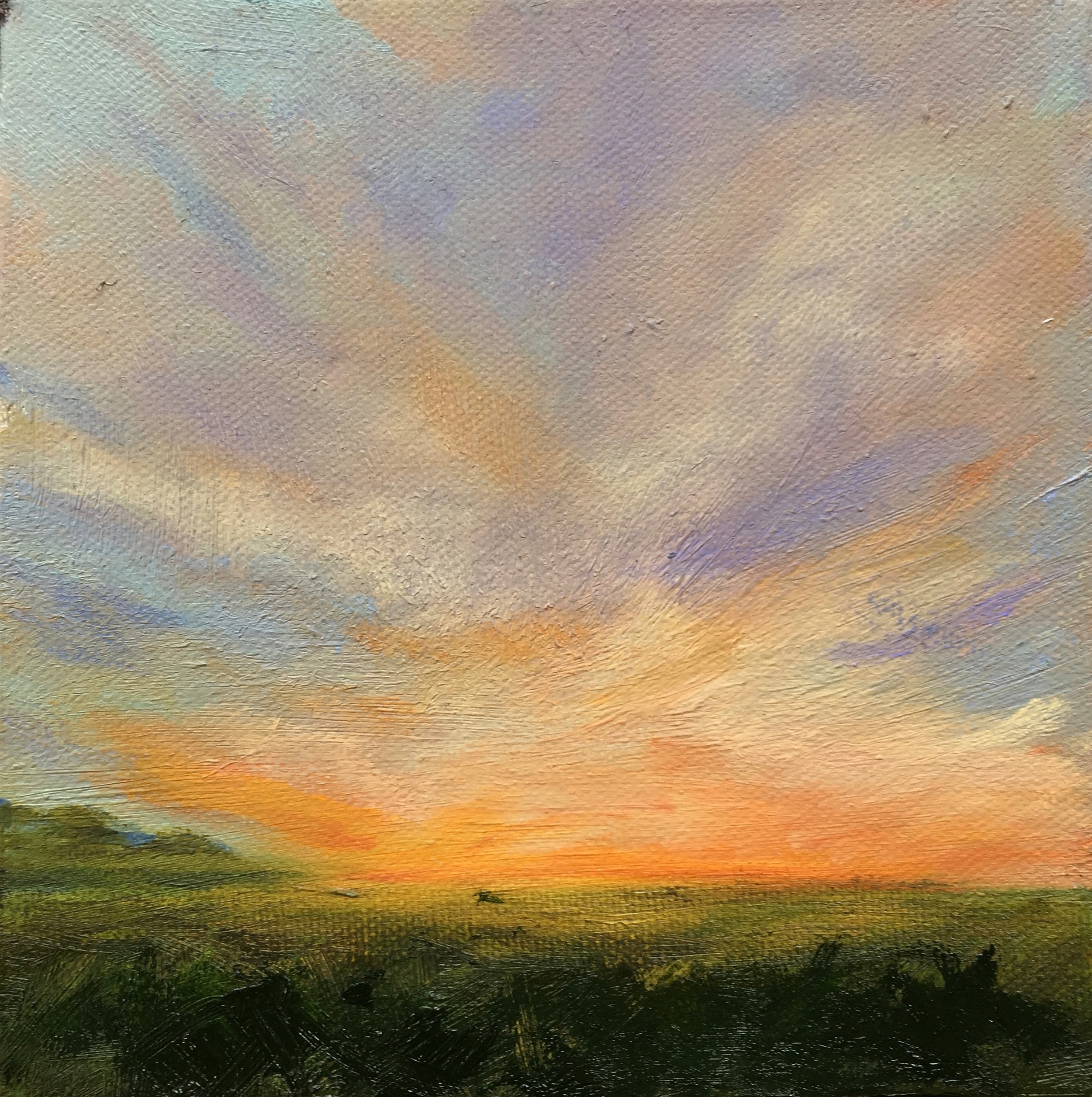   Setting Sun   Oil On Canvas  6x6 