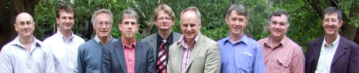Left to right: Geoff Kaine, Rick Llewellyn, Neil Barr, Allan Curtis, Frank Vanclay, Andrew Campbell, Dave Pannell, Roger Wilkinson, Graham Marshall