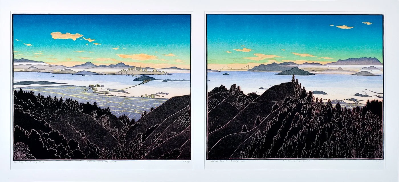 S.F. Bay Sunset from Grizzly Peak II  (Diptych)