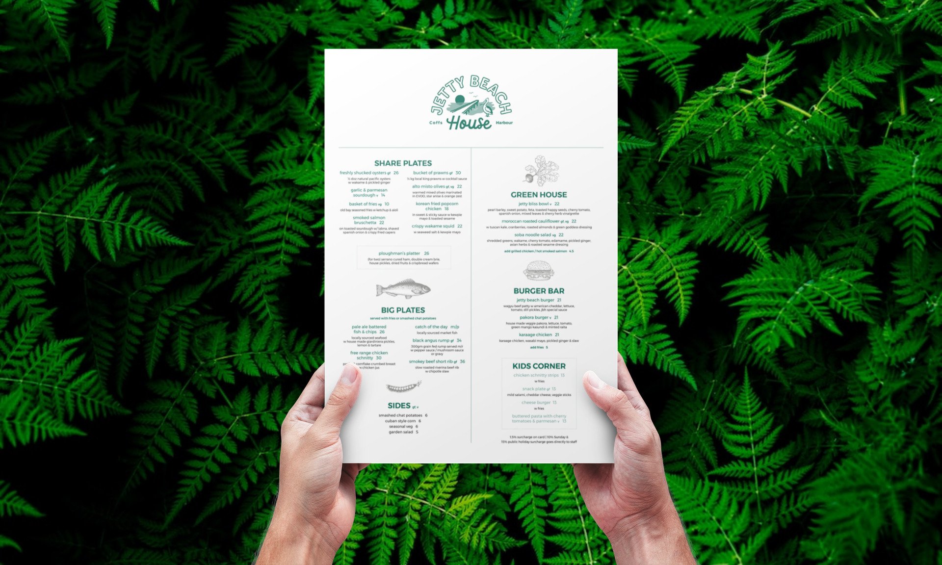 Jetty Beach House Menu Design