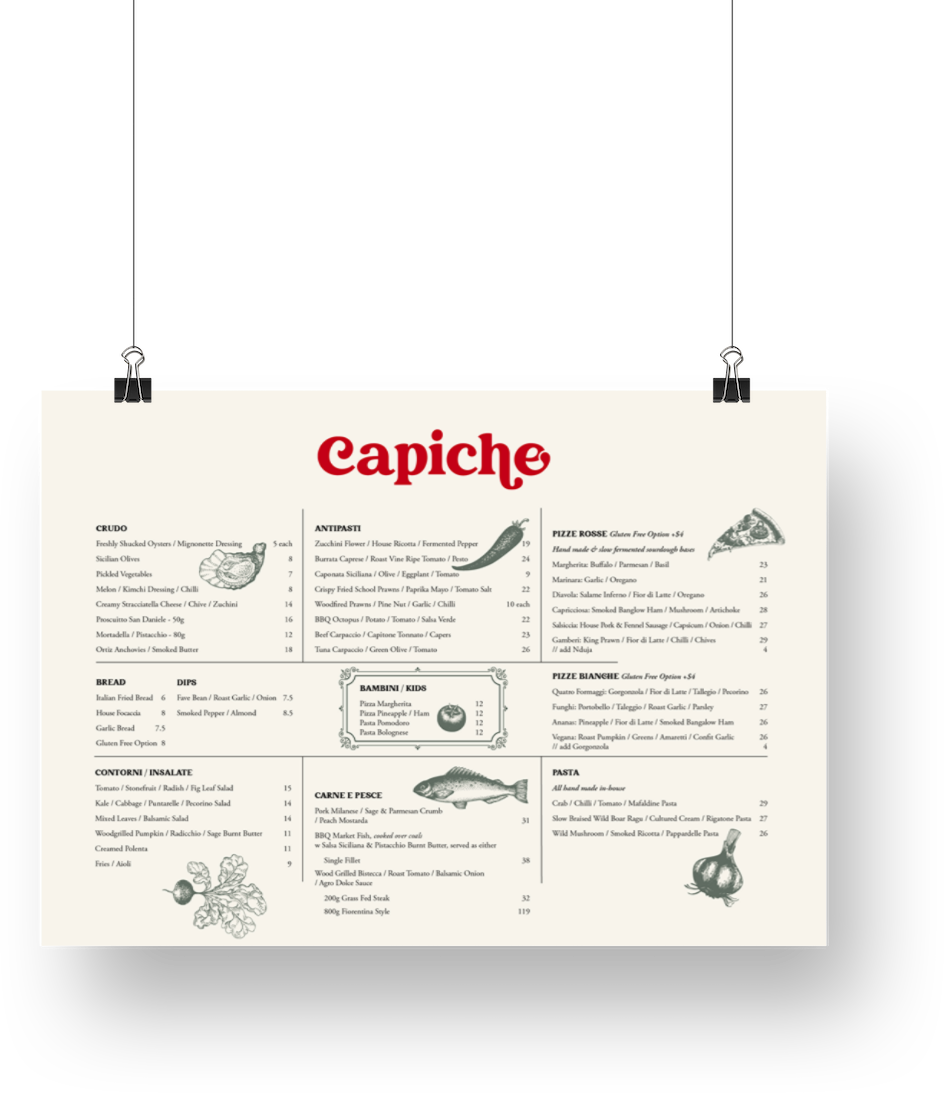  Capiche Logo and Menu Design 