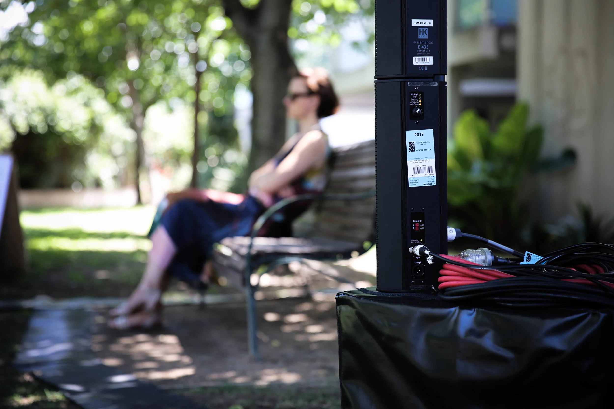 A visitor enjoys the sound transformation in Charles Evans Reserve, Richmond.