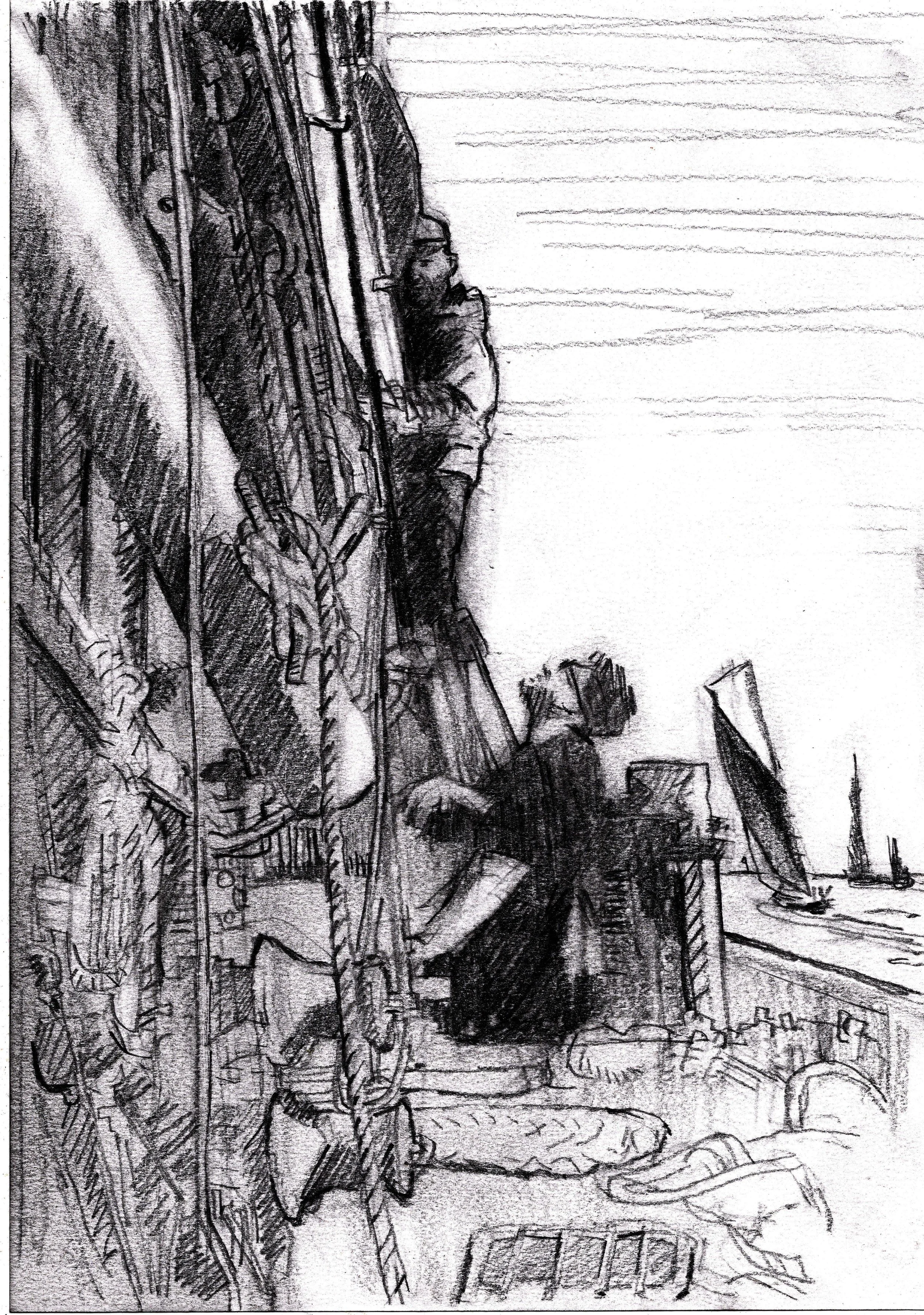 Setting the headsails.
