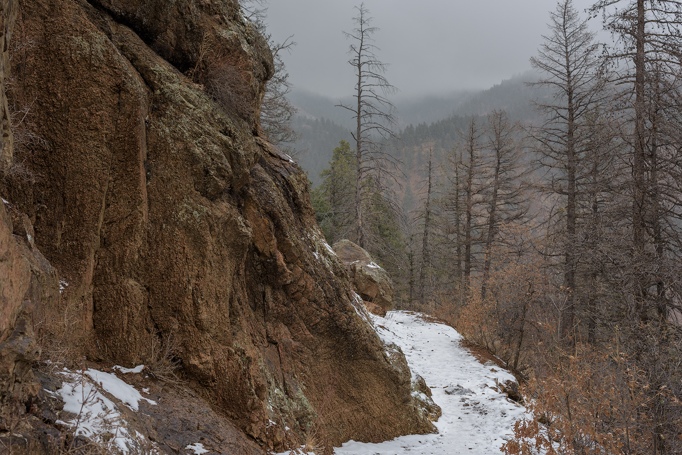 The snow coverd path was slick in spots, but pretty good overall.