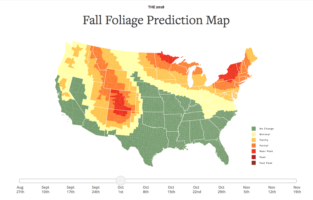 SmokyMountains.com 2018 Fall Foliage Prediction Map