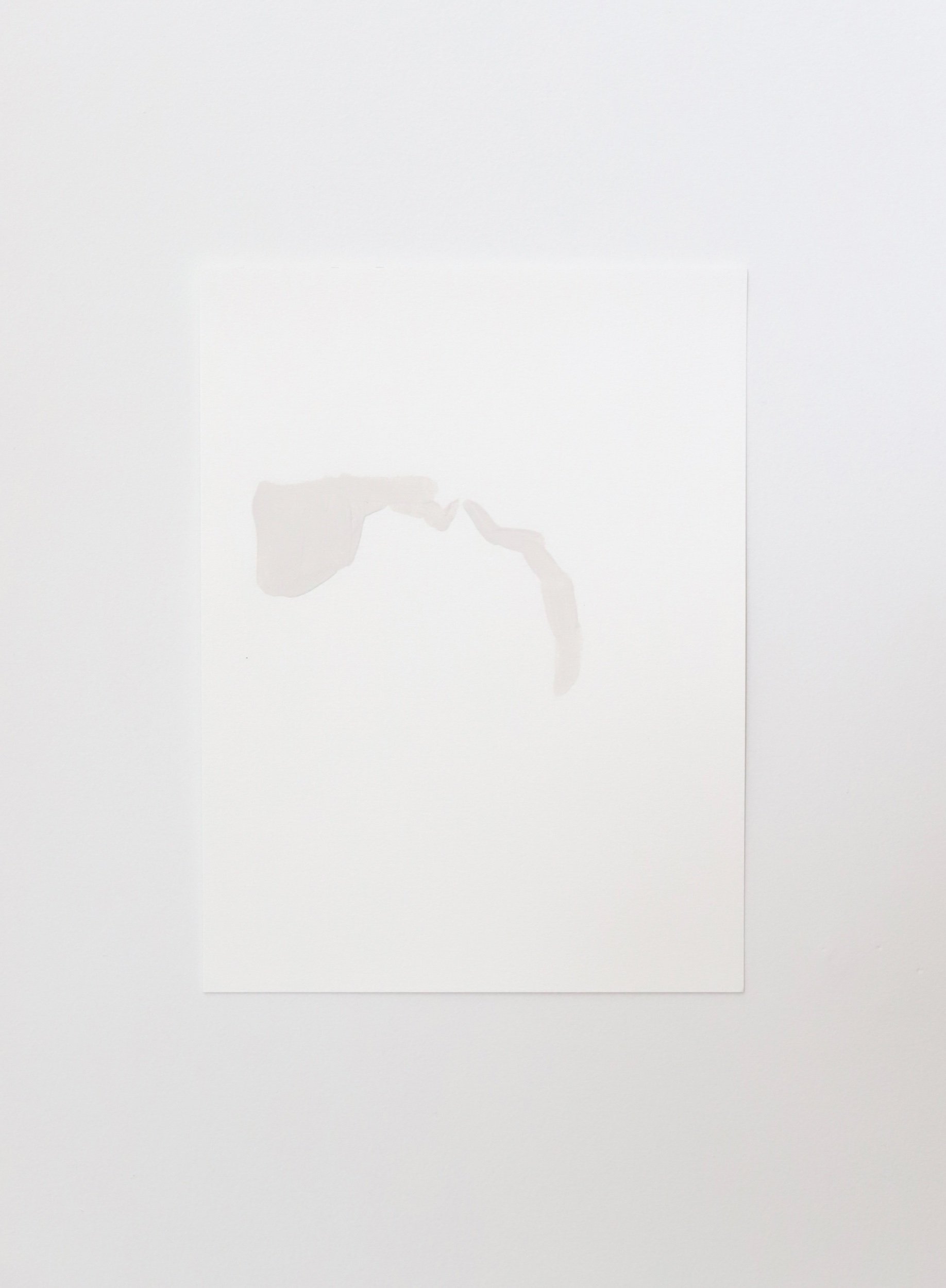 Brush Marks and Head, gesso and acrylic on paper, 31x23cm, 2024