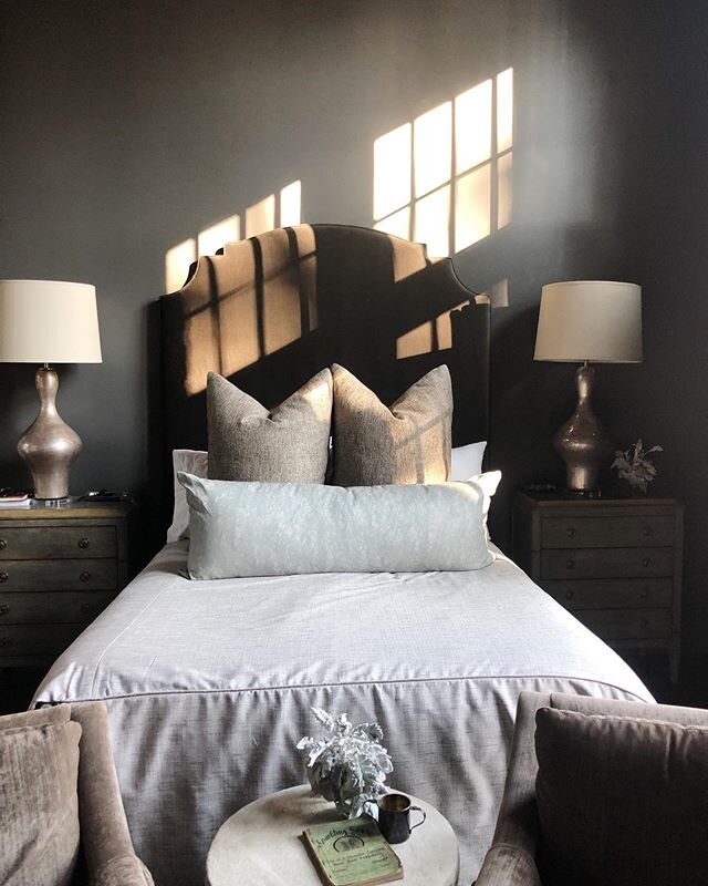 Wouldn&rsquo;t mind doing some social distancing from this bedroom! The light from the 12&rsquo; tall windows  across these calming colors creates the most serene cocoon. #laurelpowelldesigns #architecture + #design 
This photo was taken by one of th