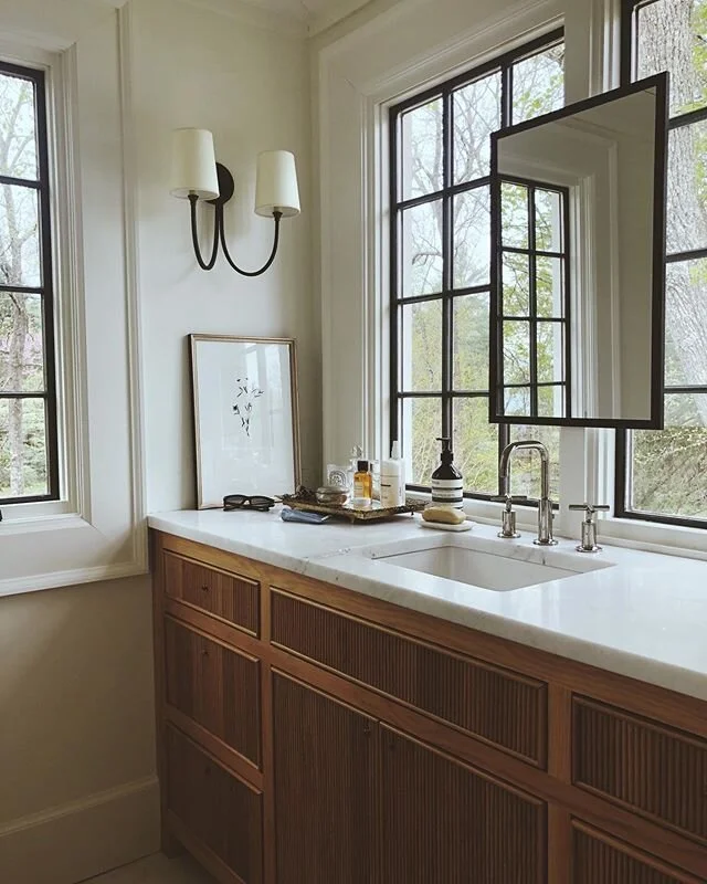 A pretty place to wash your hands. 🖤 This is my potion room, my home sanctuary, my tiny escape. This was a tiny sleeping porch that I turned into our master bathroom. It feels like a treehouse filled with light, but most importantly, I designed it i