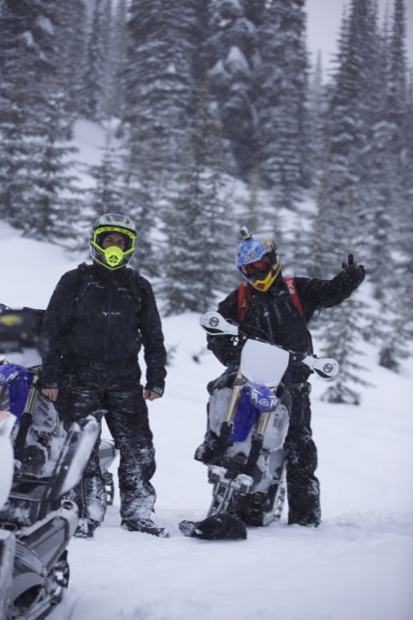 Jim Burrows, and Ryan Dixon enjoying new friends great snow and the Yamaha YZ450FX